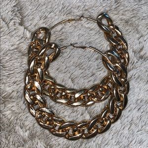 Chunky Gold Costume Hoop Earrings